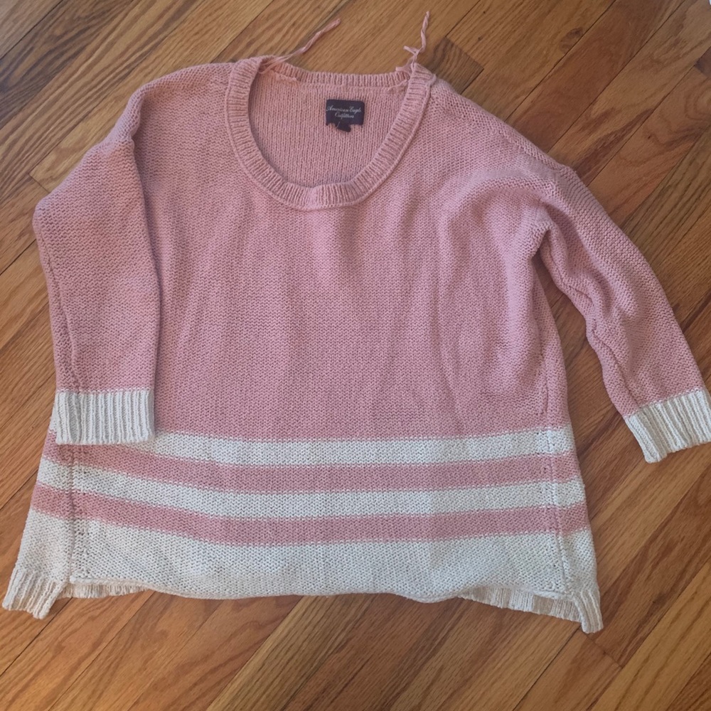 👚3/$20 👚 American Eagle Outfitters Striped pink sweater